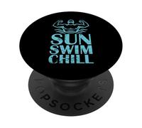 Motif Sun Swim Chill Beach Swimmer PopSockets PopGrip Adhésif