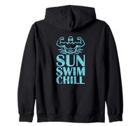 Motif Sun Swim Chill Beach Swimmer Sweat à Capuche
