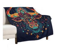 Motif Taureau Vache Blanket Animal Chattle Print Couverture Lit Blanket Jeté Confortable pour Lit Canapé Couverture Molletonnée Décoration De Chambre Anniversaires Saint-Valentin 100x130cm
