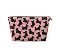 Motif Terrier écossais Rose Noir, Trousse de Maquillage Trousse à cosmétiques Trousse de Toilette de Voyage Portable Pochette de Toilette
