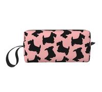 Motif Terrier écossais Rose Noir, Trousse de Maquillage Trousse à cosmétiques Trousse de Toilette de Voyage Portable Pochette de Maquillage