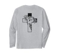 Motif tête de Jésus à l'intérieur, Couronne d'épines, Dos catholique Manche Longue