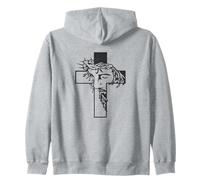 Motif tête de Jésus à l'intérieur, Couronne d'épines, Dos catholique Sweat à Capuche