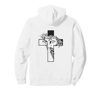 Motif tête de Jésus à l'intérieur, Couronne d'épines, Dos catholique Sweat à Capuche
