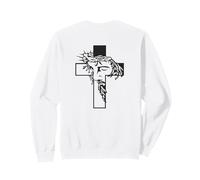 Motif tête de Jésus à l'intérieur, Couronne d'épines, Dos catholique Sweatshirt