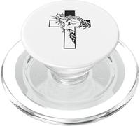 Motif tête de Jésus à l'intérieur Croix Couronne d'épines - Catholique PopSockets PopGrip pour MagSafe
