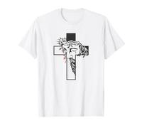 Motif tête de Jésus à l'intérieur Croix Couronne d'épines - Catholique T-Shirt