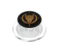 Motif tête de léopard céleste Croissant de Lune PopSockets PopGrip pour MagSafe
