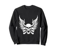 Motif tête de mort avec cornes de démon et plumes Sweatshirt