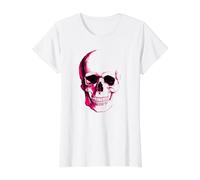Motif tête de Mort Rose T-Shirt Graphique avec Valeur, Femme, Blanc, XL