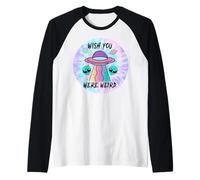 Motif tie-Dye rétro Wish You Were Weird UFO Alien Manche Raglan