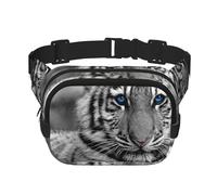 Motif Tigre Blanc,Sac Banane carré Double Couche, Sac de Poitrine
