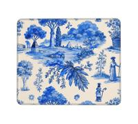 Motif Toile De Jouy Bleue Style Campagne Française Classique, Scène De Jardin. Tapis De Souris Antidérapant Mouse Pad Petit Mousepad pour Travail Bureau Ordinateur 25X30Cm