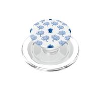 Motif Tortue de mer et Corail en Bleu et Blanc PopSockets PopGrip pour MagSafe