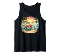 Motif Tortue de mer Tropicale, Coucher de Soleil, Plage, océan, Paradis Débardeur