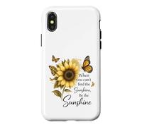 Motif Tournesol et Papillon avec Citation « Be The Sunshine » Coque pour iPhone X/XS