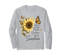 Motif Tournesol et Papillon avec Citation « Be The Sunshine » Manche Longue