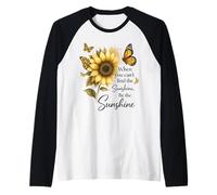 Motif Tournesol et Papillon avec Citation « Be The Sunshine » Manche Raglan
