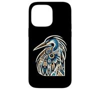 Motif Tribal Bleu héron et Oiseau de mer Coque pour iPhone 14 Pro Max