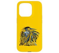Motif Tribal Bleu héron et Oiseau de mer Coque pour iPhone 15 Pro