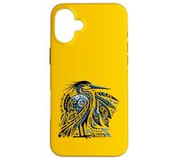 Motif Tribal Bleu héron et Oiseau de mer Coque pour iPhone 16 Plus