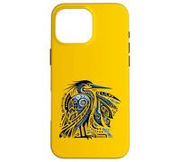Motif Tribal Bleu héron et Oiseau de mer Coque pour iPhone 16 Pro Max