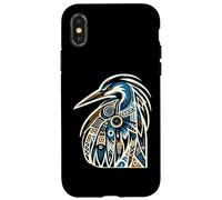 Motif Tribal Bleu héron et Oiseau de mer Coque pour iPhone X/XS