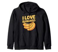 Motif Tropical Amusant « I Love Bananas » Sweat à Capuche