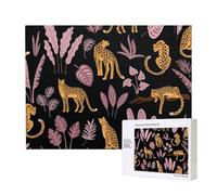 Motif Tropical léopard,Puzzle Familial en Bois de 500 pièces pour Adultes et Adolescents, décoration d'intérieur