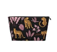 Motif Tropical léopard, Trousse de Toilette Trousse de Maquillage Sac à cosmétiques Trousse de Toilette de Voyage Portable