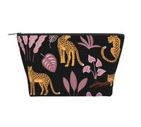 Motif Tropical léopard, Trousse de Toilette Trousse de Maquillage Sac à cosmétiques Trousse de Toilette de Voyage Portable