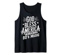 Motif Typographie rétro Humoristique God Bless America and 80s Music Débardeur