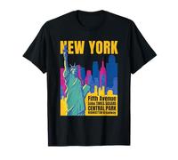 Motif Urbain New York avec Monuments et Horizon T-Shirt