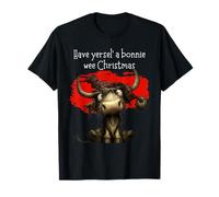 Motif Vache écossaise des Highlands de Noël Bonnie Wee Holiday T-Shirt