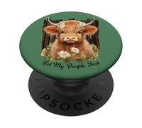 Motif Vache Highlander Let My People Fart, Amoureux des Animaux de la Ferme PopSockets PopGrip Adhésif