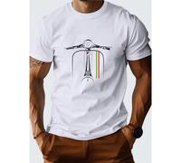 Motif Vespa rétro avec les couleurs italiennes, symbole d'un héritage classique ce vêtement homme est un essentiel!Homme Casual Tshirt confortable et . Découvrez notre T-shirt Homme 220g, un incontour