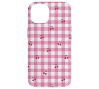Motif Vichy rosé Rétro Cerises Rouges Mignonnes, Thème Coque pour iPhone 14