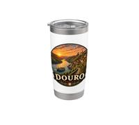 Motif vintage du fleuve Douro Portugal Gobelet isotherme en acier inoxydable double paroi