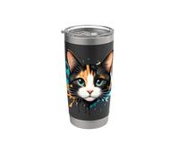 Motif visage de chat Splash Drip Pet Lover Kitten Parent Style mignon Gobelet isotherme en acier inoxydable double paroi