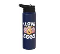 Motif visages mignons I Love Eggs Stainless Steel Insulated Water Bottle