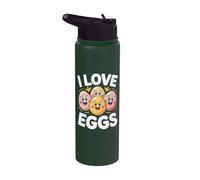 Motif visages mignons I Love Eggs Stainless Steel Insulated Water Bottle