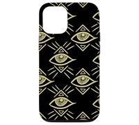 Motif Yeux Maléfiques Noir Talisman Oeil du Troisième Chakra Coque pour iPhone 12/12 Pro