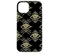 Motif Yeux Maléfiques Noir Talisman Oeil du Troisième Chakra Coque pour iPhone 15 Plus