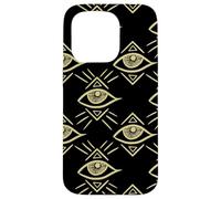 Motif Yeux Maléfiques Noir Talisman Oeil du Troisième Chakra Coque pour iPhone 15 Pro