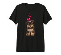 Motif Yorkshire Terrier et cœurs T-Shirt Haut de Gamme