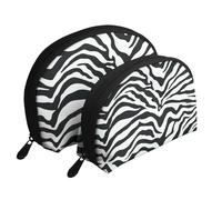 Motif zèbre Blanc Noir, Trousse de Maquillage Coquille Femme Petit Porte-Monnaie Trousse de Toilette Trousse à cosmétiques 2 pièces
