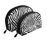 Motif zèbre, Trousse de Maquillage Coquille Femme Petit Porte-Monnaie Trousse de Toilette Trousse à cosmétiques 2 pièces