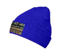 Motifs amérindiens - Joli bonnet pour homme et femme - Bonnet tricoté d'hiver doux - Cadeau d'hiver unisexe, bleu, Taille unique