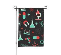 Motifs de chimie verte et de science, drapeau de jardin d'été double face de 12 x 18 pouces pour l'extérieur
