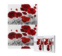 Motifs de Coquelicots Rouges, Puzzle de 1000 pièces pour Adultes, Jeu de Puzzle Stimulant